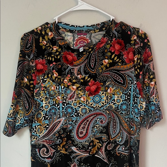 Johnny Was Womens THE JANIE FAVORITE ELBOW SLEEVE MOCK NECK DRESS Sz Lg ♠️ - Picture 3 of 8